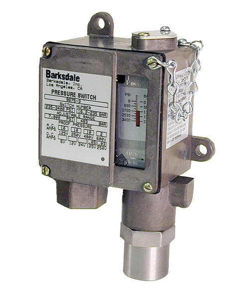 Barksdale Series 9675 Sealed Piston Pressure Switch, Housed, Single Setpoint, 100 to 1500 PSI, DA9675-2