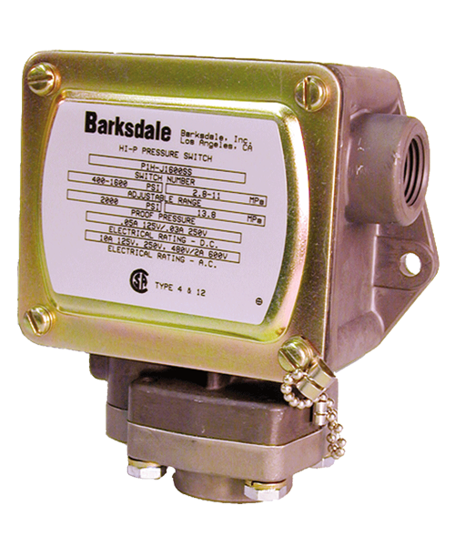 Barksdale Series P1H Dia-seal Piston Pressure Switch, Housed, Single Setpoint, 6 to 340 PSI, P1H-B340-T