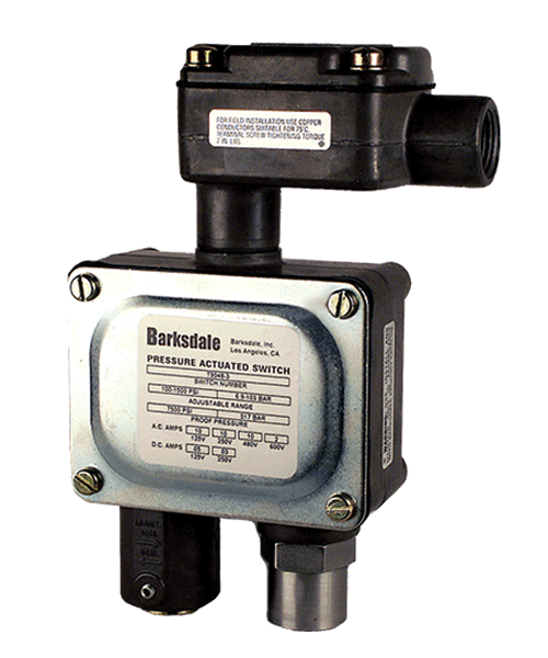 Barksdale Series 9048 Sealed Piston Pressure Switch, Housed, Single Setpoint, 200 to 3000 PSI, T9048-4-E