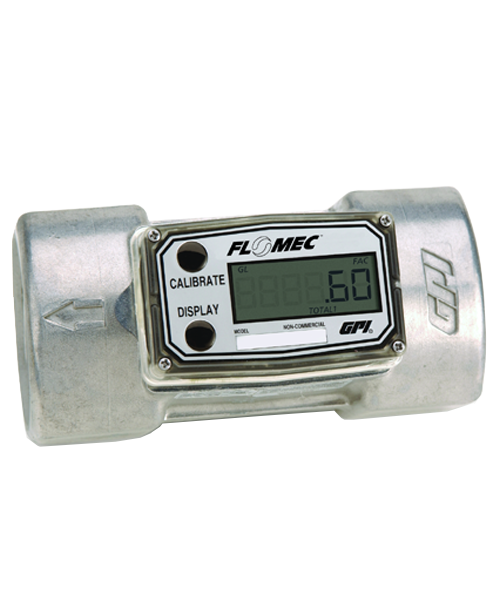 GPI Flomec 2" NPTF Low Flow Aluminum Turbine Meter With Local Display, 30 to 300 GPM, A109GMA200NA2