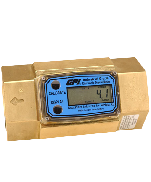 GPI Flomec 1/2" NPTF Brass Industrial Flow Meter, 1-10 GPM, G2B05N73GMC