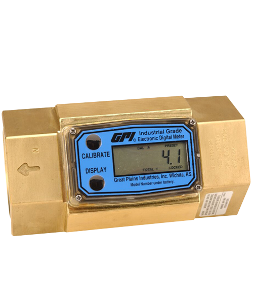 GPI Flomec 3/4" NPTF Brass Industrial Flow Meter, 2-20 GPM, G2B07N61GMC