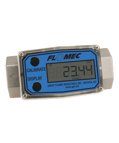 GPI Flomec 3/4" NPTF Stainless Steel Turbine Meter With Local Display, 2 to 20 GPM, G2S07N09GMA