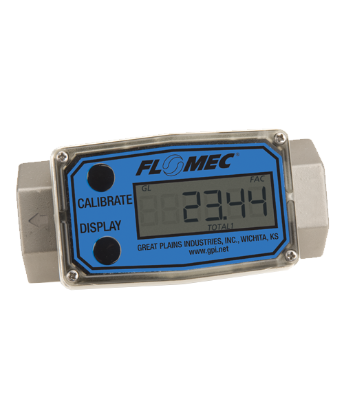 GPI Flomec 1" NPTF Stainless Steel Turbine Meter With Local Display, 5 to 50 GPM, G2S10N09GMA