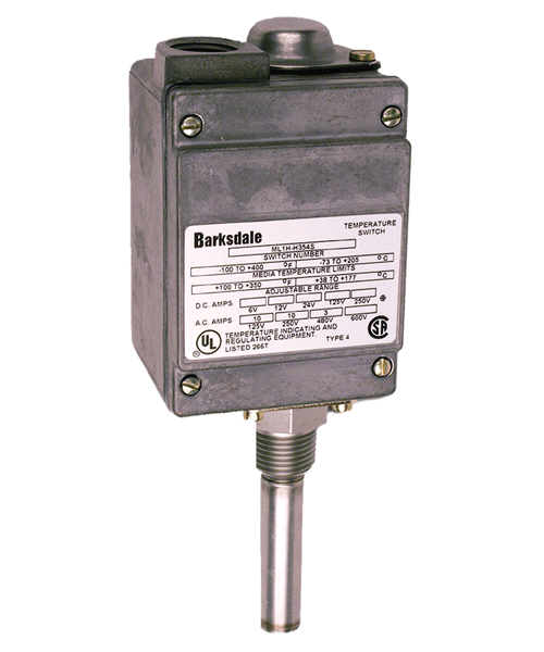 Barksdale L2H Series Local Mount Temperature Switch, Dual Setpoint, 75 F to 200 F, HL2H-CC203S-WS