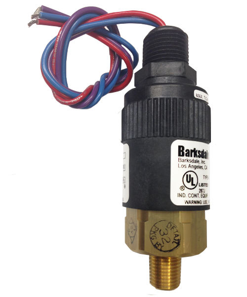Barksdale Series 96211 Compact Pressure Switch, 22.5 to 125 PSI, 96211-BB4-T4
