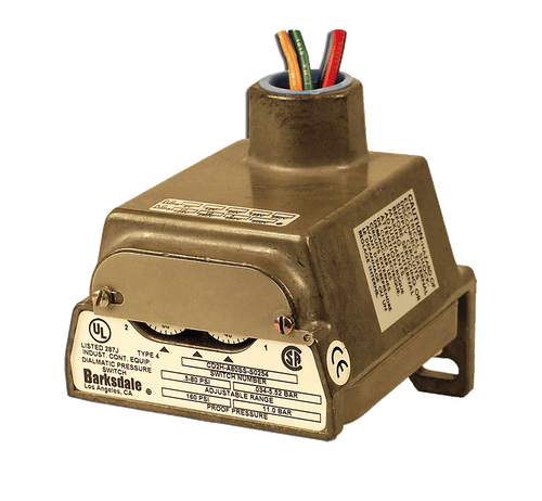 Barksdale Series CD1H Diaphragm Pressure Switch, Housed, Single Setpoint, 0.4 to 18 PSI, CD1H-H18SS