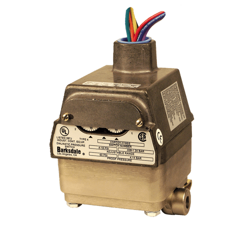 Barksdale Series CDPD2H Calibrated Differential Pressure Switch, Housed, Dual Setpoint, 0.4 to 18 PSI, CDPD2H-H18SS