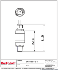 BARKSDALE BOT PRESSURE TRANSDUCER PVC Jacketed Cable 0-150 PSI (0-10 BAR) BT5-H3-05G-C-U