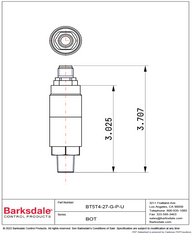 Barksdale BoT Pressure Transducer 0-1 PSI (0-0.1 BAR) BT5-T4-27-G-P-U