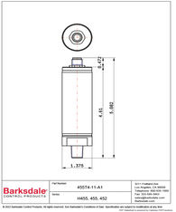 BARKSDALE BiT Pressure Transmitter 4 - 20mA Output 455-T4-11-A1