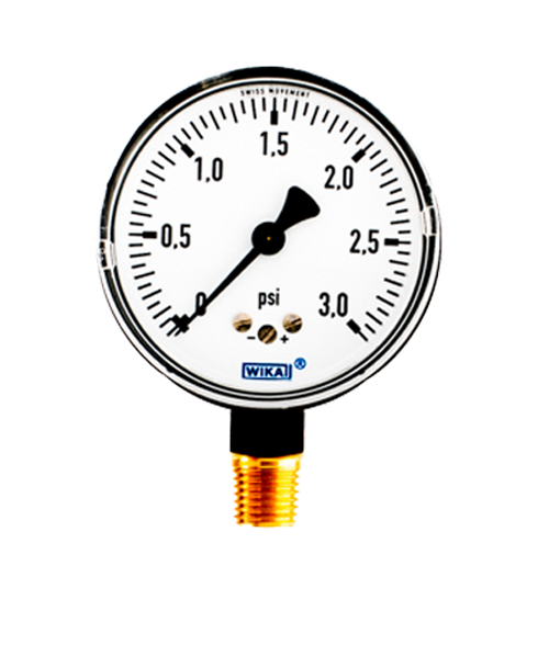 ARS減圧用(10 GAUGE X 3.25 IN.) WIKA Type 611.10 Low Pressure Gauge 0-3 PSI 9851925 - FLW, Inc.
