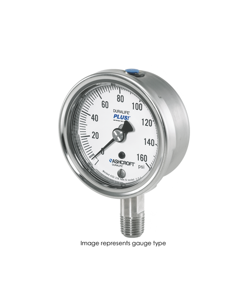 Ashcroft 25-1009-SW-02L-300# Ashcroft Type 1009 Stainless Steel Duralife  Pressure Gauge 0-300 PSI