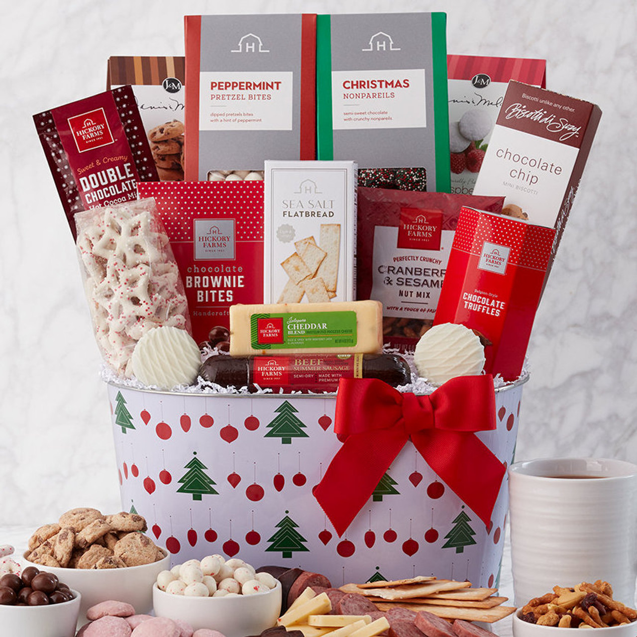  Happy Holidays Gift Basket, Chocolate Covered Pretzel Gift [6  Flavors] Gourmet Holiday Gift