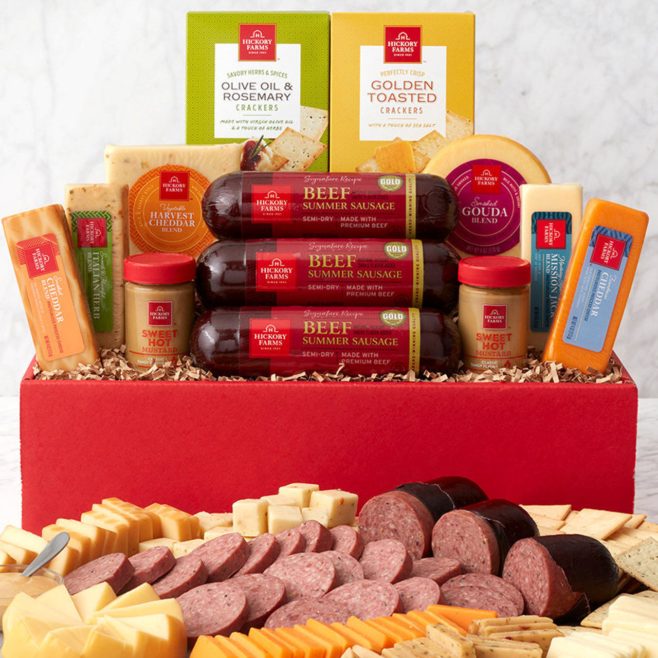 Meat & Cheese Hearty Party Gift Box | Meat & Cheese Gift Box | Cheese & Sausage Gift Box | Hickory Farms