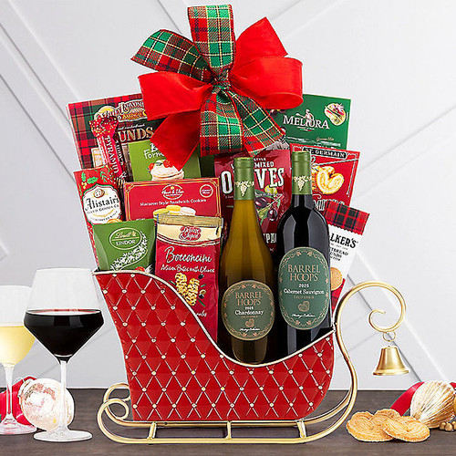 Barrel Hoops Duet: Holiday Sleigh Wine Basket