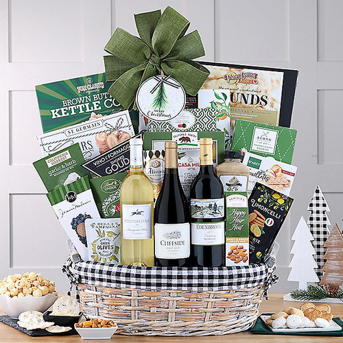 Merry Christmas Trio: Wine Gift Basket