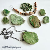Varied Size Green Jasper Polished Slabs And Chips, 60 Count (Closeout)