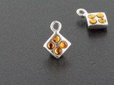 Diamond Sterling Silver Charm With Faceted Topaz Austrian Crystal - Pkg Of 10 (Closeout)