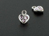 Heart Sterling Silver Charm With Faceted Light Amethyst Austrian Crystal - Pkg Of 10 (Closeout)