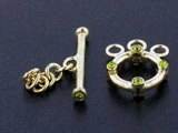Soft Flex 3-Strand 18k Gold-Plated Toggle With Faceted Olivine Austrian Crystal - Pkg Of 2 (Closeout)