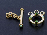 3-Strand 18k Gold-Plated Toggle With Faceted Peridot Austrian Crystal - Pkg Of 2 (Closeout)