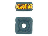4mm Blackened Finish Topaz Austrian Crystal Squaredelles - Pkg Of 15 (Closeout)