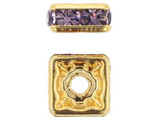 8mm Gold Plated Finish Light Amethyst Austrian Crystal Squaredelles - Pkg Of 12 (Closeout)