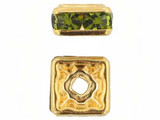Soft Flex 8mm Gold Plated Finish Olivine Austrian Crystal Squaredelles - Pkg Of 12 (Closeout)
