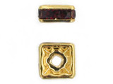8mm Gold Plated Finish Siam Ruby Austrian Crystal Squaredelles - Pkg Of 12 (Closeout)