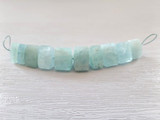 Soft Flex Varied Size Aquamarine Faceted Triangular Cylinders, 10 Count