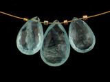 Soft Flex Varied Sizes Blue Aquamarine Faceted Pears (1 of a Kind), 3 Count