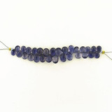 Graduated Violet Blue Iolite Long Faceted Pears, 28 Count