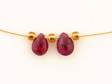 2 Count 5mm Red Sapphire Faceted Pears