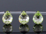 9x7mm Apple Green CZ Faceted Briolettes, 20 Count