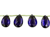  Assorted Size Blue CZ Faceted Pear, 11 Count 