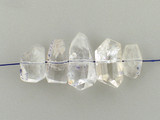 Assorted Sizes Clear Quartz with Fluorite Side Drilled Simple Cut Nuggets, 5 Count