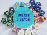Soft Flex 13mm Assorted Colors Ceramic Daisy Flower Beads, 5 Count 