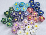 Soft Flex 13mm Assorted Colors Ceramic Daisy Flower Beads, 5 Count 