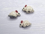 Soft Flex 13x8mm White Mouse Ceramic Teeny Tiny Bead, 1 Count 