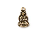 TierraCast 12x21mm Antique Gold Plated Sitting Buddha Charm, 1 Count (Closeout)