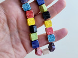 Soft Flex 11x11mm Multicolor Ceramic Spiral Square Beads, 20 Count 