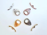 TierraCast 24x22mm Assorted Metals Hammertone Ellipse Clasp Set, 1 Count 