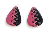 23x30mm Pink and Black Ceramic Pendant or Earring Drops, 1 Pair (Closeout)