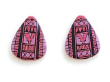 Soft Flex 23x30mm Red, Pink, and Black Ceramic Pendant or Earring Drops, 1 Pair (Closeout) 