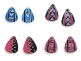 Soft Flex 23x30mm Red, Pink, and Black Ceramic Pendant or Earring Drops, 1 Pair (Closeout)