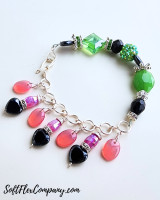 10mm Black and Silver Czech Glass Hearts, 22 Count