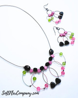 Soft Flex 10mm Black and Silver Czech Glass Hearts, 22 Count 
