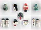 Small Snowman Ceramic Bead, 1 Count (Side Drilled) (Closeout)