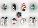 Soft Flex 18x8mm Small Snowman Ceramic Bead, 1 Count (Side Drilled)
